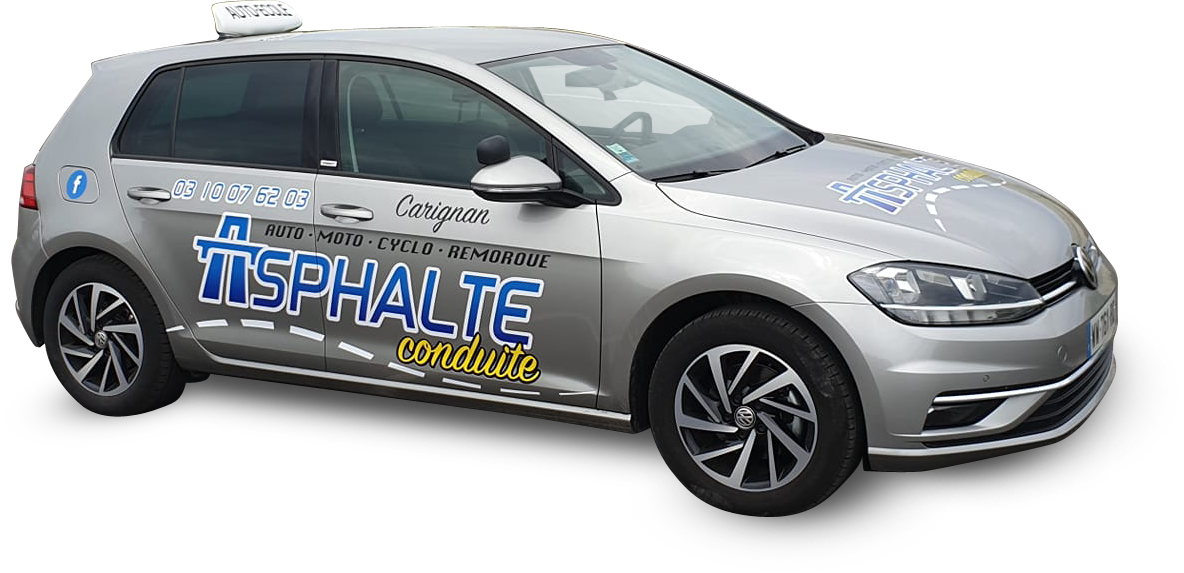 Auto école VW GOLF Asphalte Conduite grise